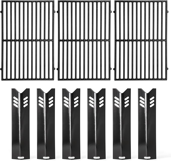 Grill Replacement Parts for Dyna Glo 6 Burner DGB610SSP, DGF600SSP, Cast Iron Grill Grates and Heat Plates for Dyna-Glo Grill Parts