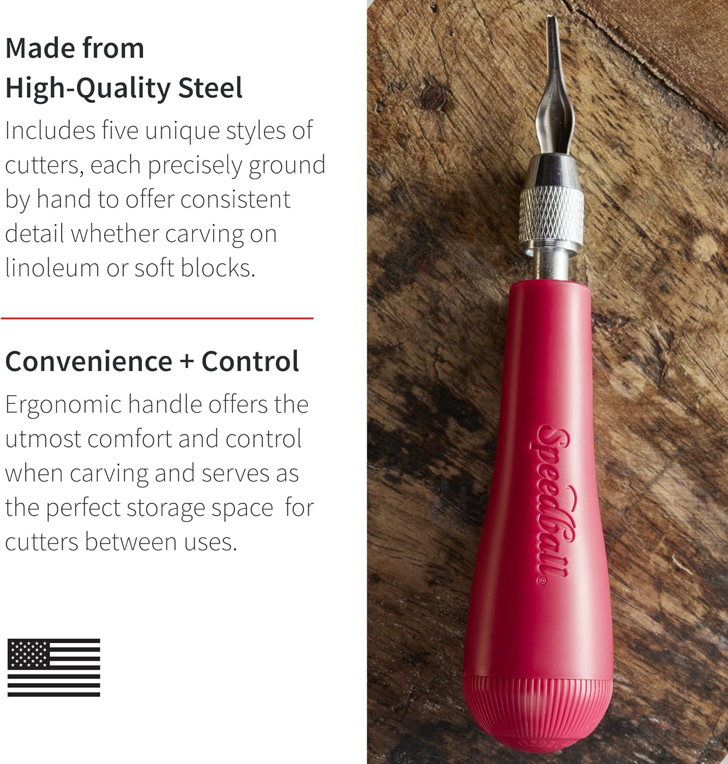 Speedball Linoleum Cutter Kit, 2-Handle Tool Set, Includes 6 Professional Linocut Carving Blades, Made in USA