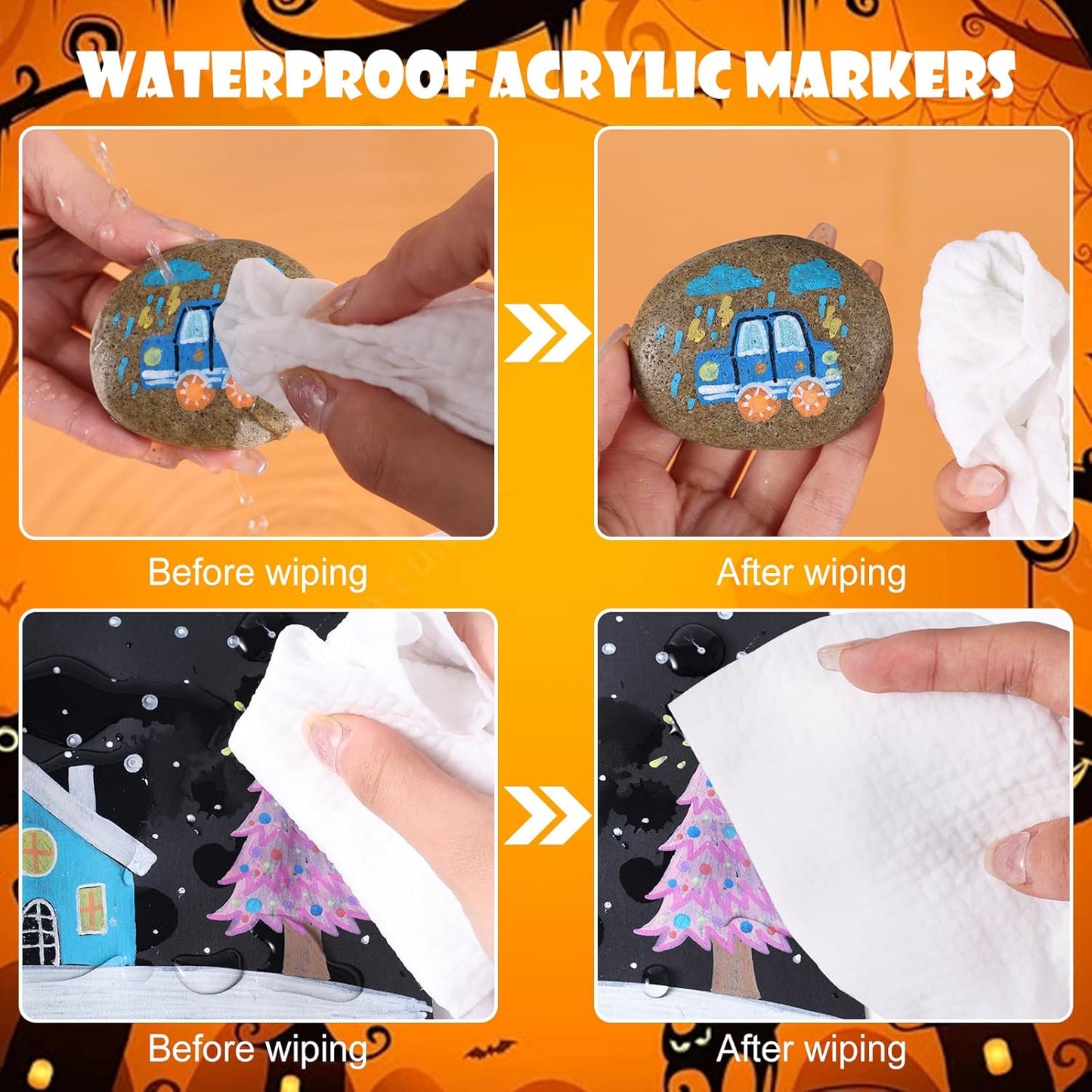 60 Colors Waterproof Dual Tip Acrylic Paint Markers, Dot & Fine Tip Premium Coloring Markers Set for Rock, Glass, Wood, Ceramic Surfaces and DIY Crafts Making Art Supplies