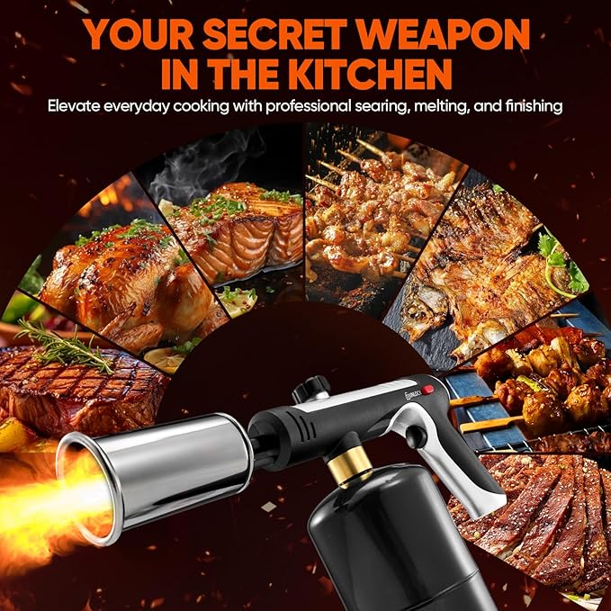 Propane Torch, 3272°F Propane Torch Gun High Heat Torch Lighter with Adjustable Flame & Safety Lock, for BBQ Grilling, Charcoal Igniting, Cooking, DIY Projects (1 Set)