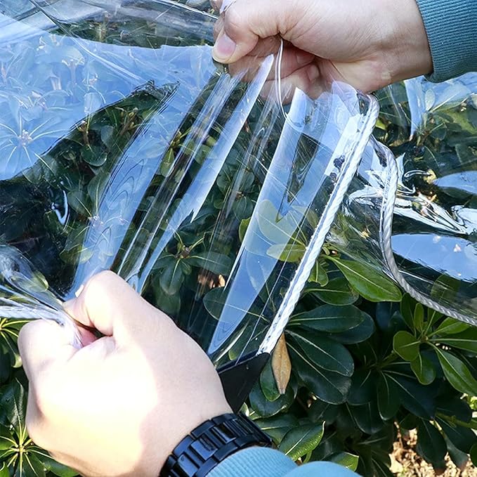 Clear Tarps Heavy Duty PVC, Transparent Tarp Durable Waterproof Dustproof Windproof, Tarpaulin with Grommets & Ropes for Greenhouse, Patio, Garden, Pavilion, Chicken, Porch, Outdoor（10' x 16' ）