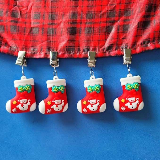 TwoFish Home Set of 4 Christmas Boots Tablecloth Weights Clips Handicraft Christmas Boots Tablecloth Clamps Pack of 4