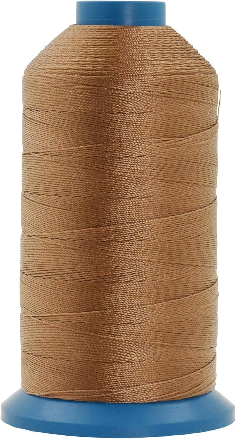 Mandala Crafts Bonded Nylon Thread Russet Brown Heavy Duty Sewing Threads - 1250 YDs Size 138 420D T135 Tex 135 Thread for Leather Jeans Weaving Outdoor Marine Upholstery Threads