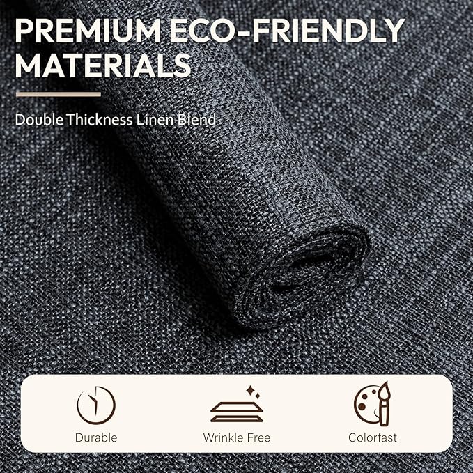 Blue Forest Placemats Set of 8, Dual-Layered Thickened Faux Linen Cloth Place Mats Heat Resistant Machine Washable Wrinkle Free Table Mats Indoor/Outdoor (Dark Grey)