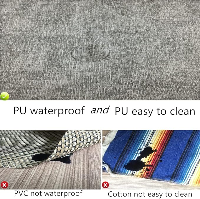 WAZAIGUR Washable Wipeable Waterproof Heat Resistant Faux Leather Placemats Set of 6,PU Palce Mats for Indoor and Outdoor,Easy to Clean Table Mats,Khaki