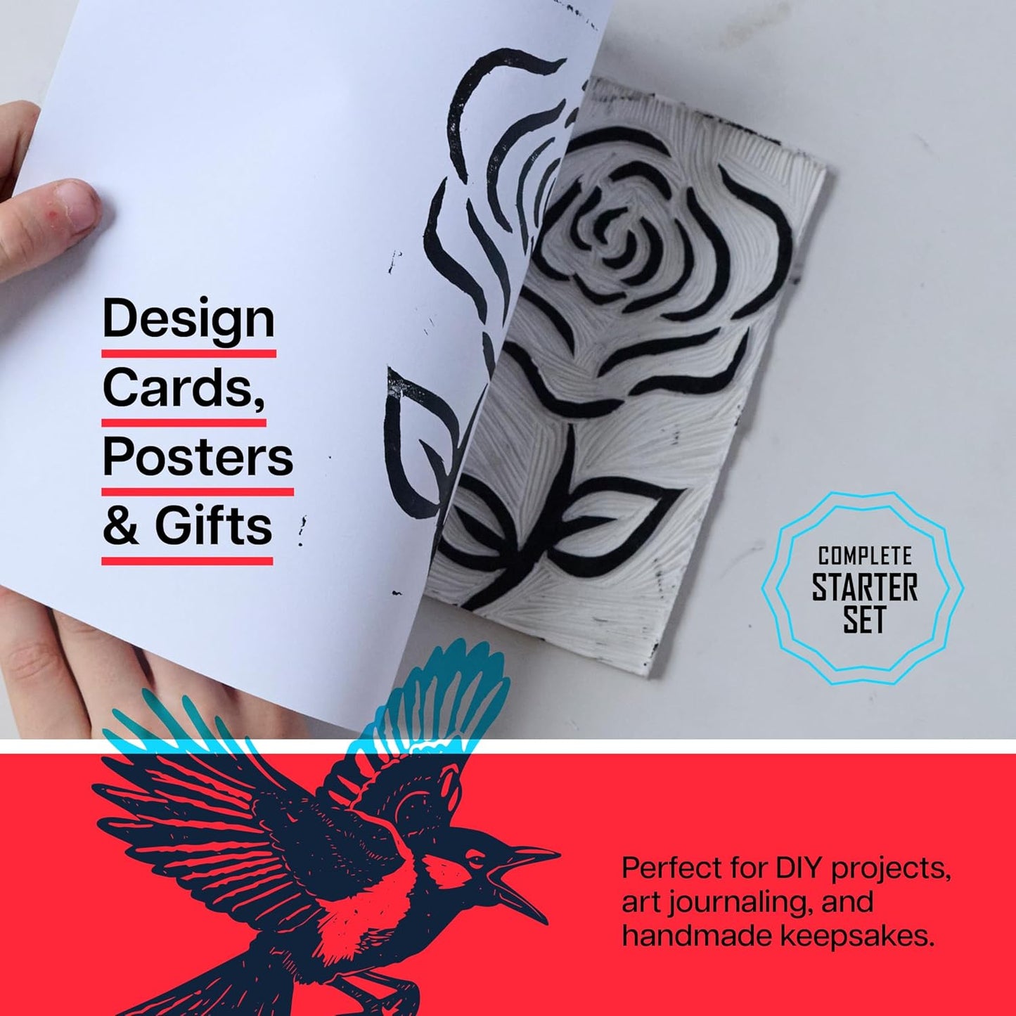 Linocut Printing Kit - Stamp Making Carving Tools - Crafts for Adults - Christmas Unique Gifts - Teen Boy Gifts - Birthday Gift Ideas for Women - Hobbies DIY Kits for Adults, Boys, Girls, Women, Men