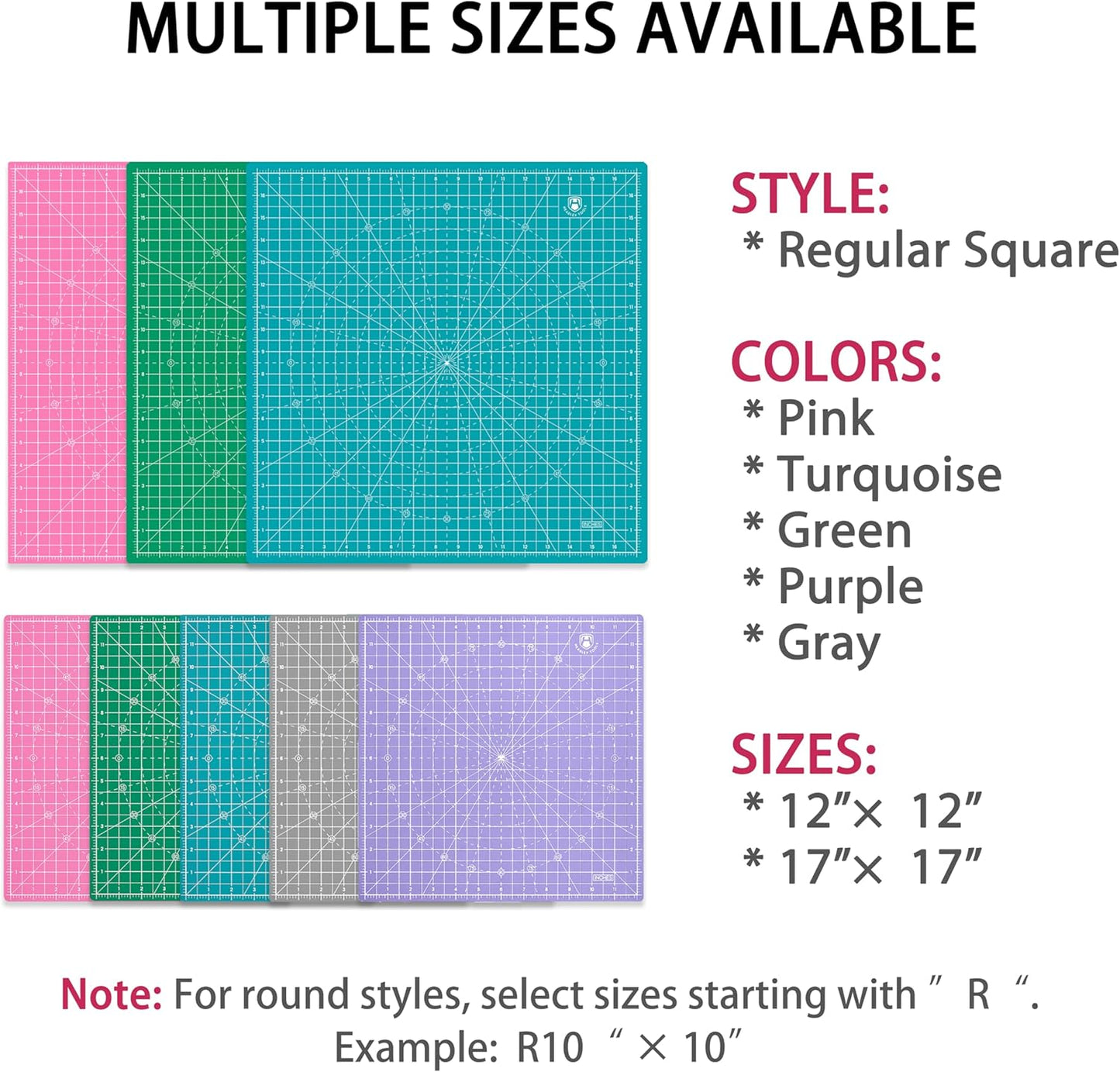 Headley Tools 17"x17" Rotating Cutting Mat, Self Healing Mat with 360-Degree Rotation & Anti-Slip Base, Sewing Board Cutting Mat Perfect for Fabric Quilting Leather Hobby Project, Green