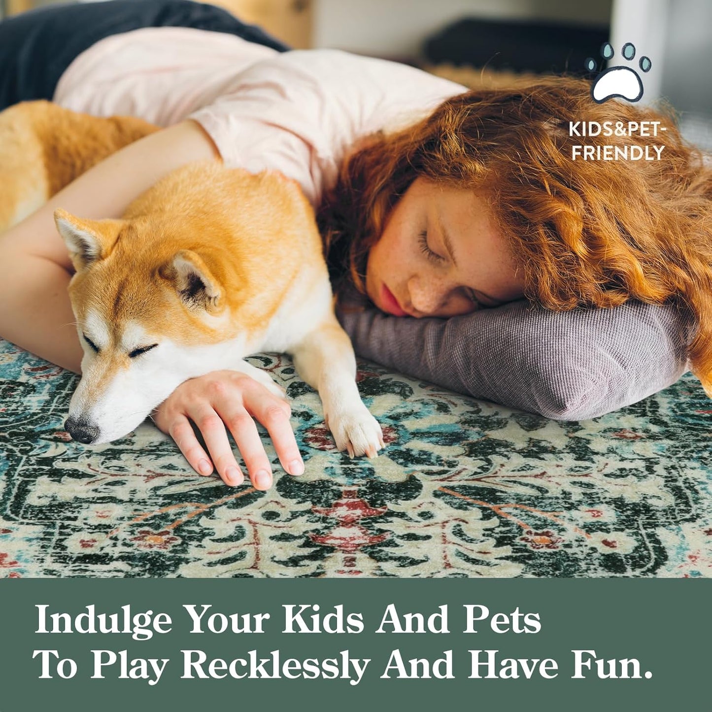 Lahome Bohemian Floral 2x6 Washable Hallway Runner Rug, Non Slip Kitchen Laundry Hallway Rug Runner, Pet Friendly Bathroom Indoor Carpet Runners for RV Camper Entrance Bedroom