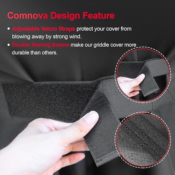 Comnova Griddle Cover for Blackstone 28 Inch With Hood - 600D Heavy Duty Waterproof Flat Top Grill Cover for Pro Series, BBQ Cover for Models 1883, 1924 and More