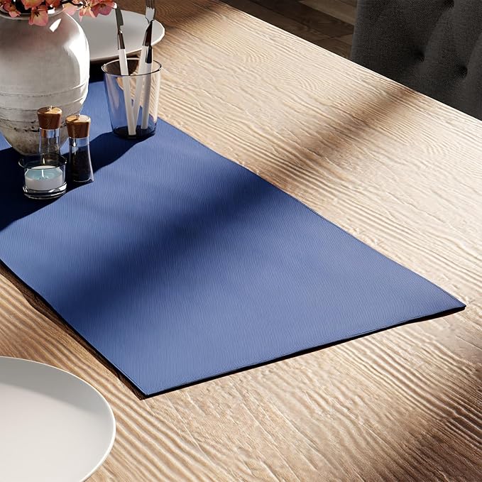 Encasa XO Table Runner 13"x36" Long | Cotton Canvas Fabric | Cobalt Solid Color | Machine Washable & Durable