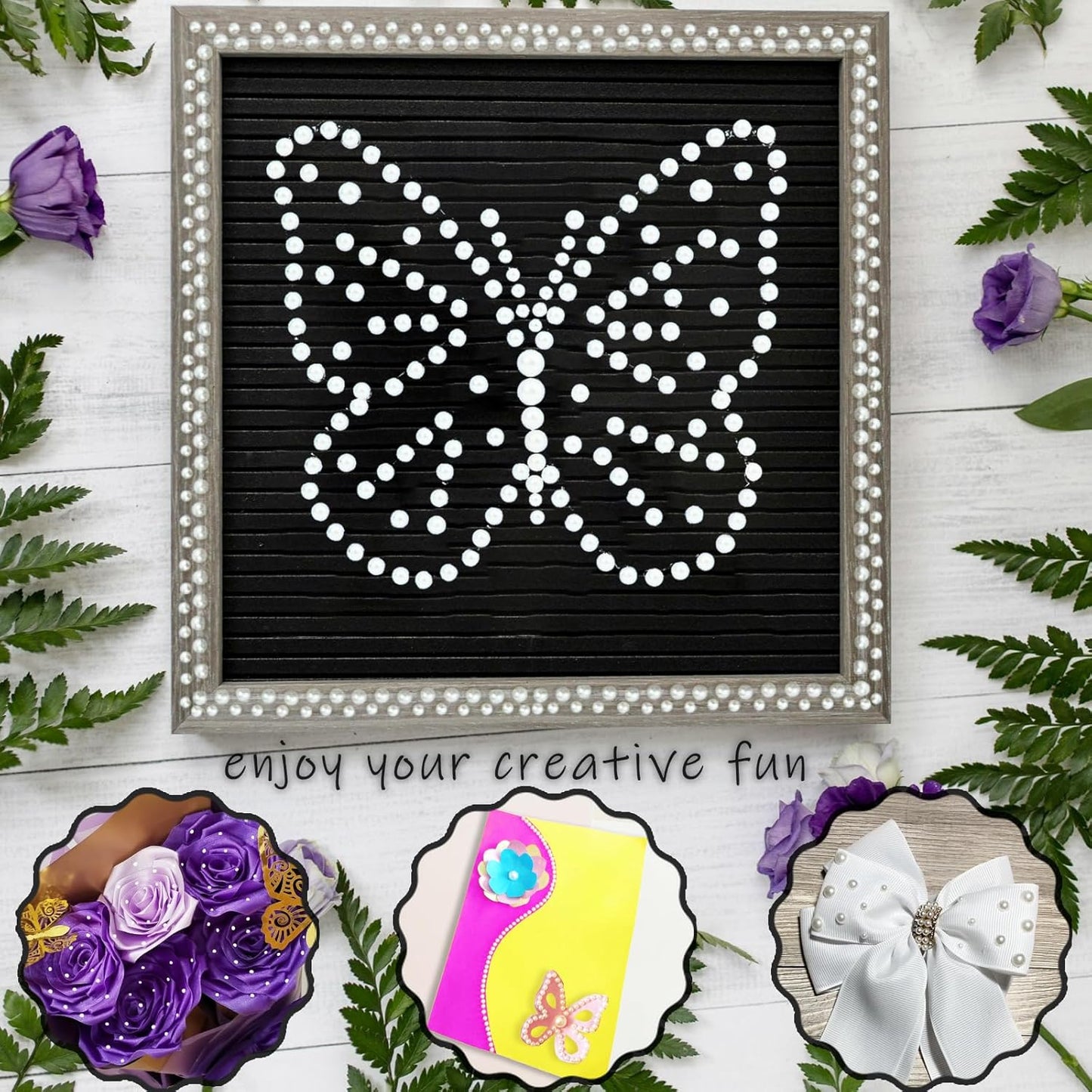 570 Pcs Pearl Stickers Craft Pearls, Self Adhesive Small Alphabet Letter Stickers for Grad Caps, Crafts, Stick On Pearls for Scrapbook, Crafting, Hair Face Makeup