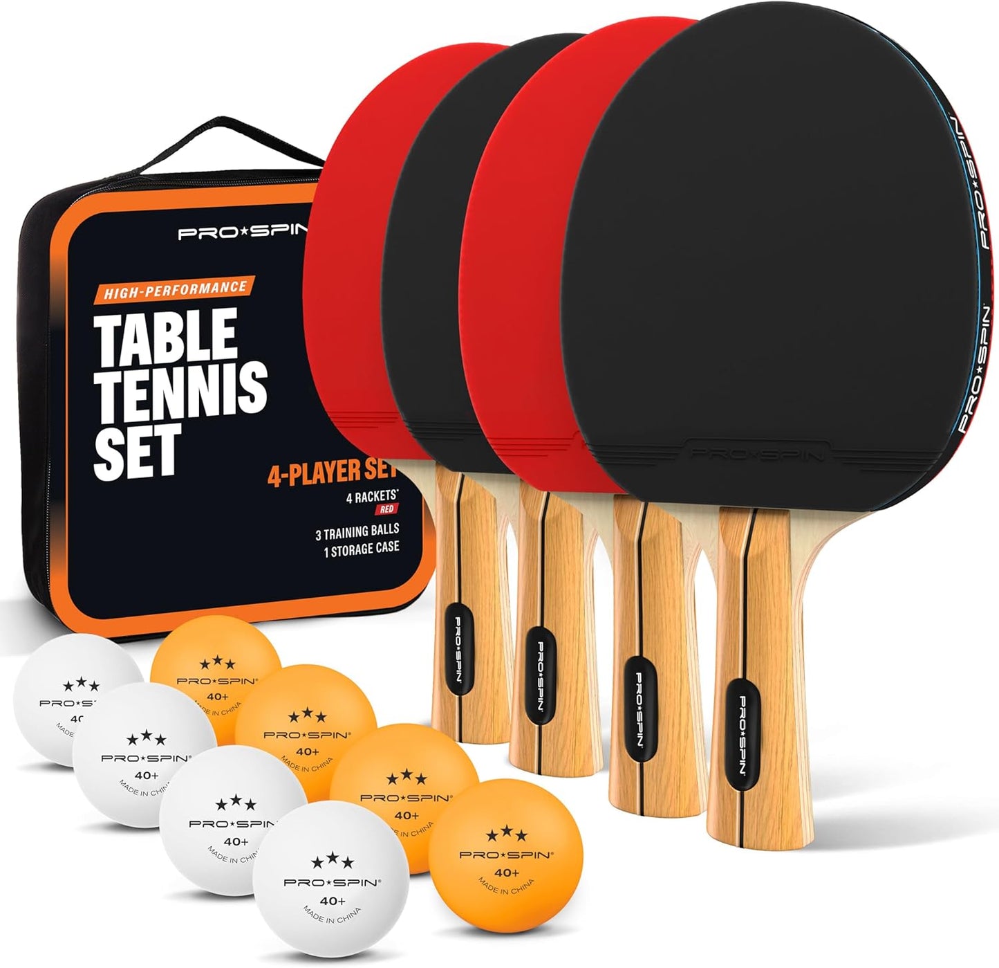 PRO SPIN Ping Pong Paddles - High-Performance Set with Premium Table Tennis Rackets, 3-Star Ping Pong Balls, Compact Storage Case | Professional Quality Ping Pong Paddle Set | Indoor & Outdoor Games