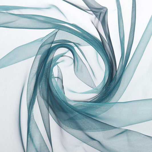 MECCANIXITY Iridescent Sheer Organza Fabric, 2 Yards x 59 Inches Solid Holographic Shiny Fabric Organza Cloth for Wedding, Curtains, Costume, Photo Background, Gradient Black Blue