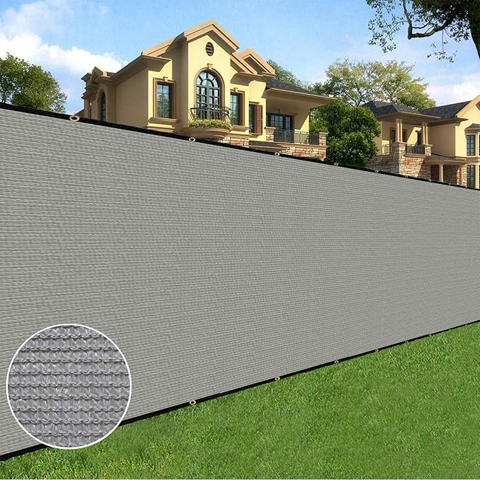 Sunnyglade 6 feet x 50 feet Privacy Screen Fence Heavy Duty Fencing Mesh Shade Net Cover for Wall Garden Yard Backyard (Grey, 6 ft X 50 ft)