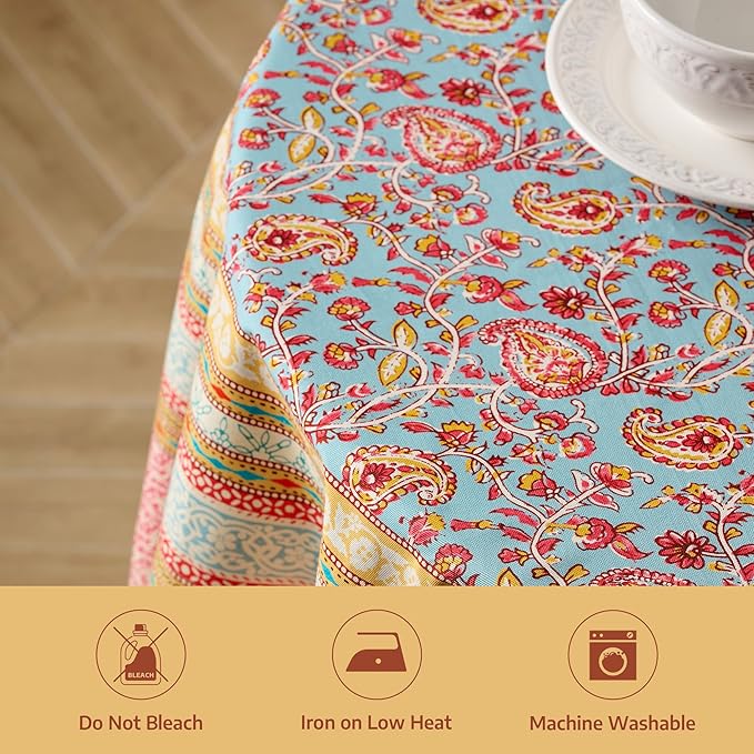 Maison d'Hermine Premium Table Cloth Round Table 100% Cotton 70 Inches Tablecloth Reusable Decorative Everyday Use for Dining Room, Farmhouse, Home, Party, Festive & Wedding - Lauris