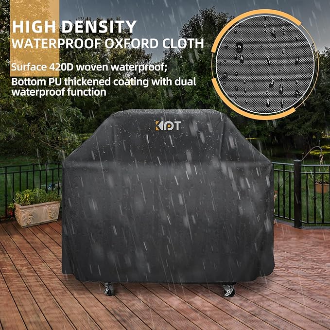 KPT 57 Inch Grill Cover for Outdoor Grill - Heavy Duty Waterproof 420D BBQ Cover with Hook, Air Vent, Buckle - Gas Grill Cover, UV & Fade Resistant, BBQ Grill Cover for Weber, Nexgrill, Char Broil