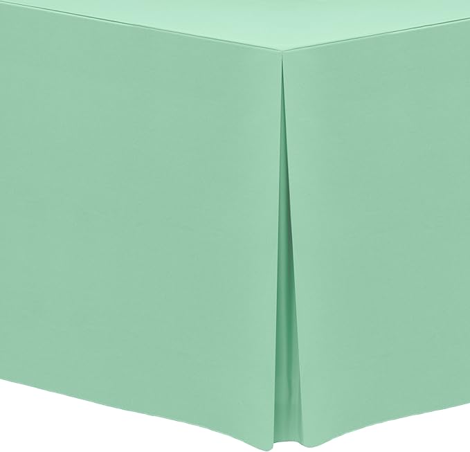 Ultimate Textile -3 Pack- 5 ft. Fitted Polyester Tablecloth - Fits 30 x 60-Inch Banquet and Folding Rectangular Tables - 42" H, Mint Light Green