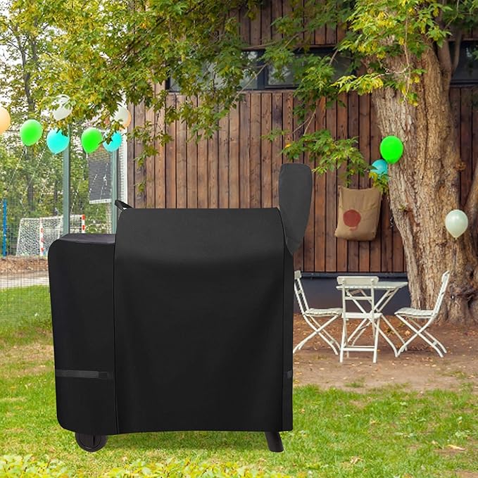 Outdoor 600D Heavy Duty Waterproof Pellet Grill Cover for Traeger Pro 22 575 Series,Texas,Z Grill 550B etc.,Full Length All Weather Protection Grill Cover Compatible with Traeger Pro 22 Cover,Black