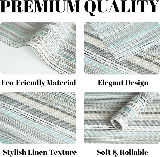 Placemats Set of 4 Vinyl/Plastic Woven Place Mats for Kitchen Table Indoor/Outdoor Washable Placemat Wipeable Dining Table Mats (Turquoise,4)