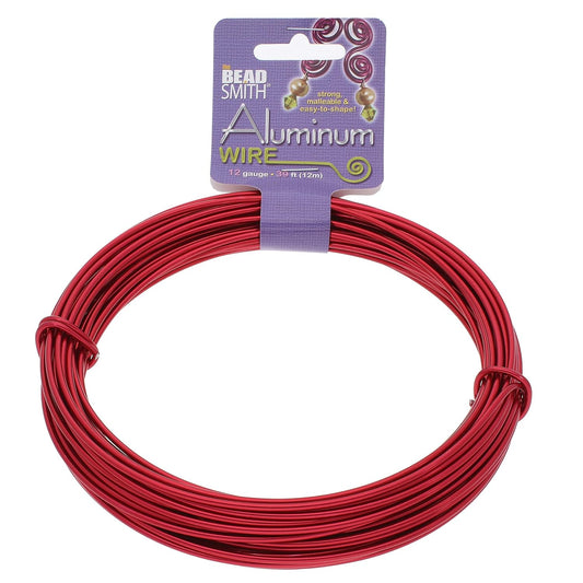 The Beadsmith 12-Gauge Anodized Aluminum Wire for Jewelry Making, Metal Wire for Wrapping (Red)