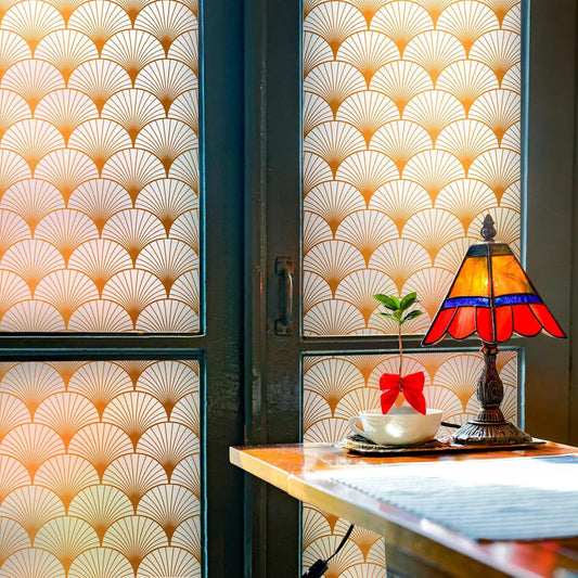 DKTIE Geometric Art Stained Glass Window Film Bathroom Window Privacy Film Frosted Glass Static Clings Non Adhesive with Installation Tools, Modern Home Improvement Style (S117, 17.7'' x 78.7'')