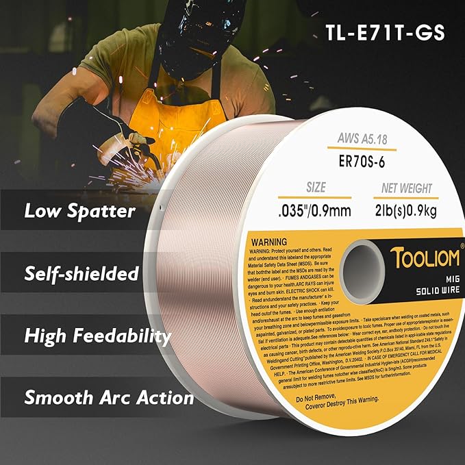 TOOLIOM ER70S-6 .035"(0.9 mm) Mild Steel MIG Solid Welding Wire on 2-Pound Spool Compatible with TL-200M Pro and TL-250M Pro