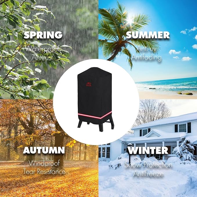 Turtle Life Smoker Cover for Pit Boss Copperhead 5-7 Series Vertical Pellet, Waterproof Heavy Duty Outdoor Smoker Grill Cover 29”W x 29”D x 52”H inch, Black