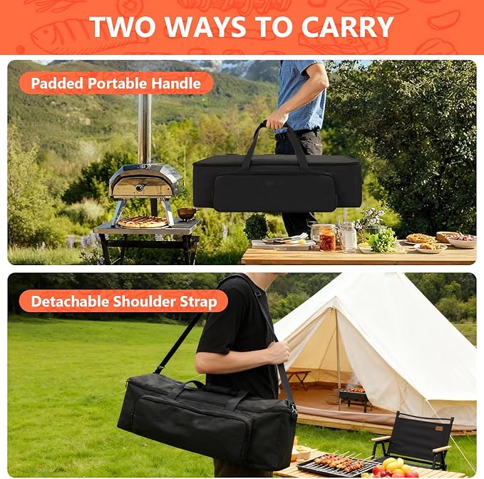 Pizza Oven Carry Bag Compatible with Ooni Karu 12 & Karu 2, Ooni Pizza Oven Accessories, Outdoor Portable Carrying oven Cover with Chimney Pockets, Water Resistant & Heavy-Duty, Camping Gift, Bag Only