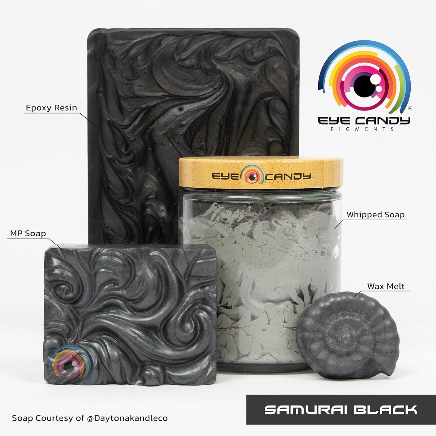 Eye Candy Pigments Premium Black Mica Powder - Samurai Black (25gr) - for Epoxy, Resin, Soap, Paint, Woodworking, Acrylic Pouring, Bath Bombs, Fishing Lures - DIY Arts and Crafts Additive