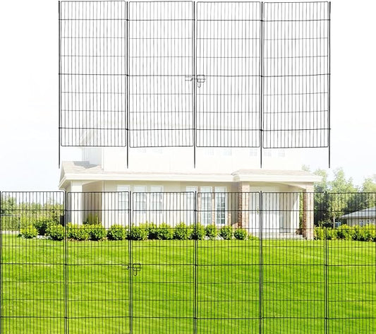 10 Panels No Dig Decorative Outdoor Garden Fence for Yard, Garden Animal Barrier Fencing,Rustproof Metal Edging Fence Border for Dog, Rabbits -48 in(H) X 210 in(L)