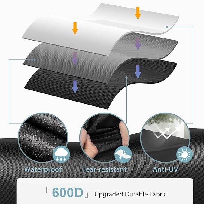 SHINESTAR Rectangle Fire Pit Cover, Fits for 46-48 Inch Gas Fire Table, Waterproof and Windproof, 48 x 28 x 24 Inches, Black