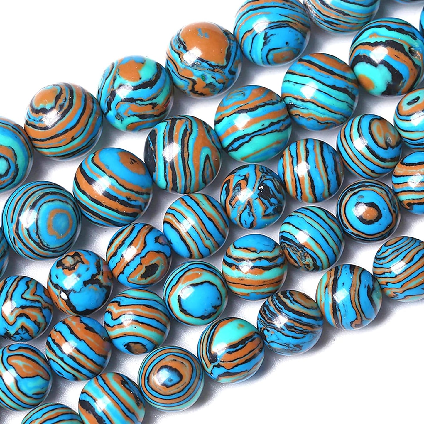 10MM Blue Malachite Beads Natural Stone Energy Healing Beads Round Loose Beads for Jewelry Making Bracelet 72pcs 2 Strands 32"