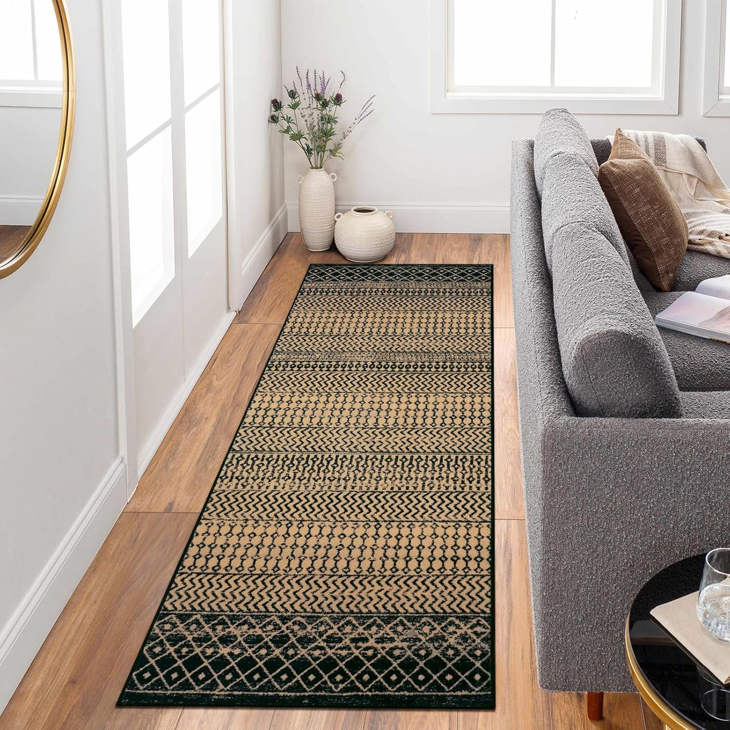 Moroccan Kitchen Runner Rug, 2x6 Ultra Soft Rugs Runners for Hallways Non Slip, Washable Bathroom Runner Rugs Vintage Rug for Kitchen Entryway Laundry Bedroom