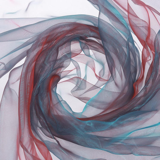 MECCANIXITY Iridescent Sheer Organza Fabric, 2 Yards x 59 Inches Solid Holographic Shiny Fabric Organza Cloth for Wedding, Curtains, Costume, Photo Background, Gradient Wine Red Blue