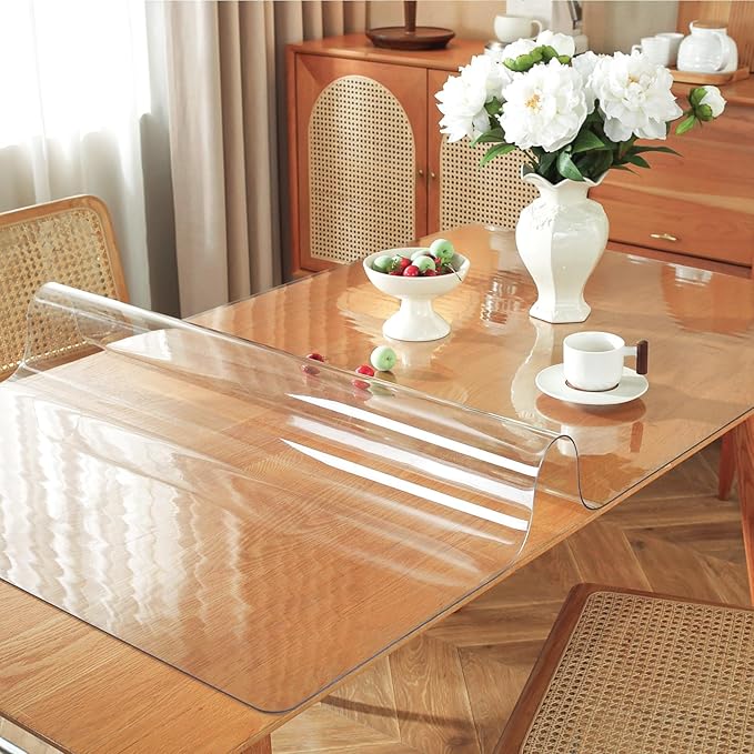 Clear Table Protector - 36 x 62 Inch, 1.5mm Thick PVC Table Cover, Waterproof Desk Protector Mat for Coffee & Dining Room