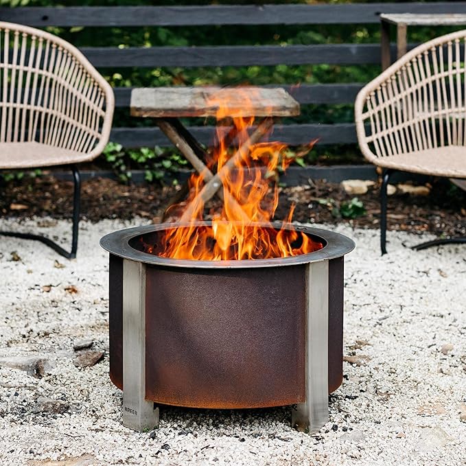 Breeo Smokeless Fire Pit (X Series 19, Corten Steel) | 22.1 inch Smokeless Fire Pit for Outside | 47 Pounds | Ideal for Families, Gifts for Dad | Compatible with Wide Range of Breeo Accessories
