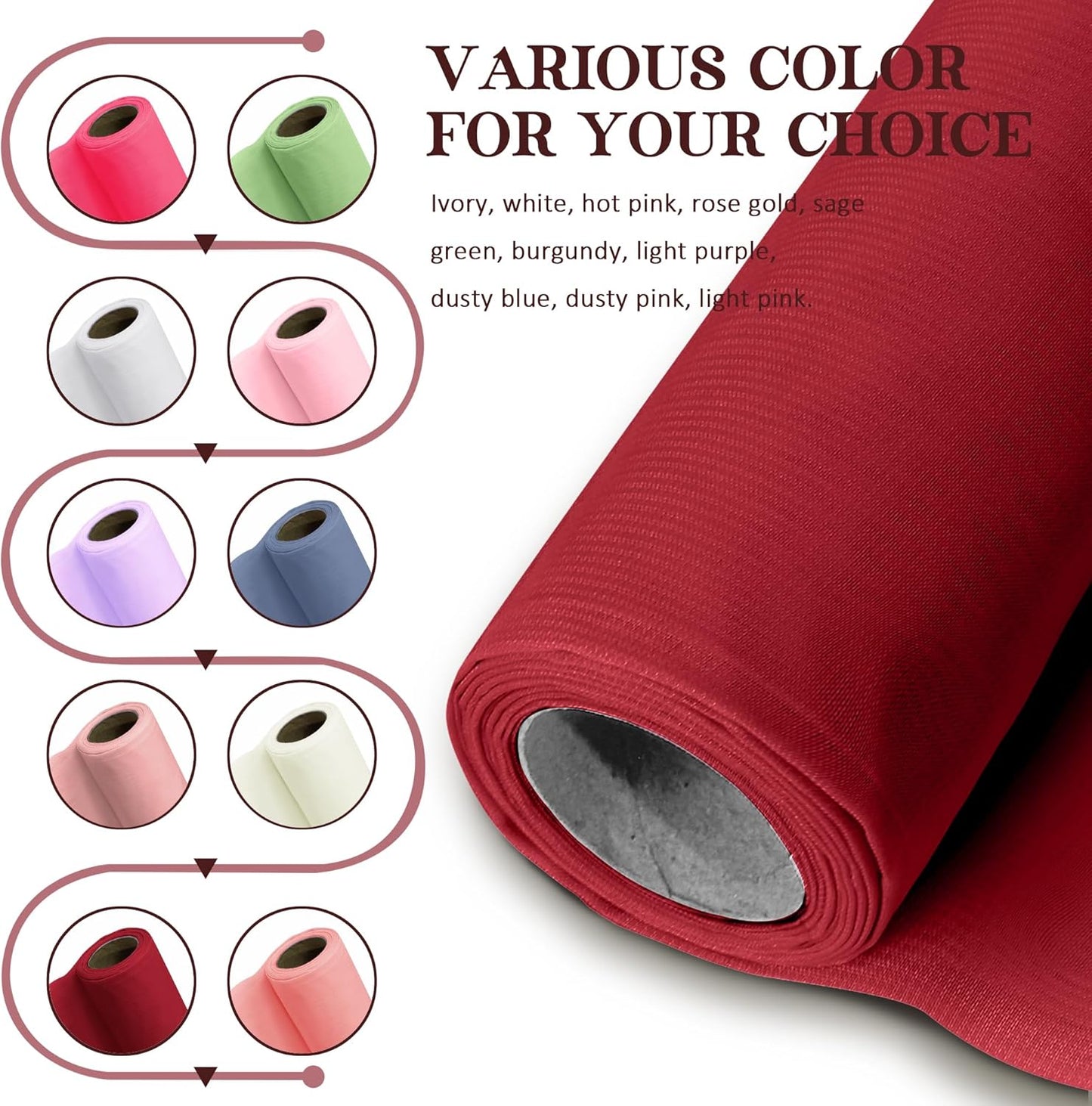 Horbaunal Burgundy Chiffon Fabric by The Yard, 5 Yard Continuous Sheer Fabric 59" Wide Soft Draping Fabric for Wedding Arch Draping Party Backdrop DIY Sewing