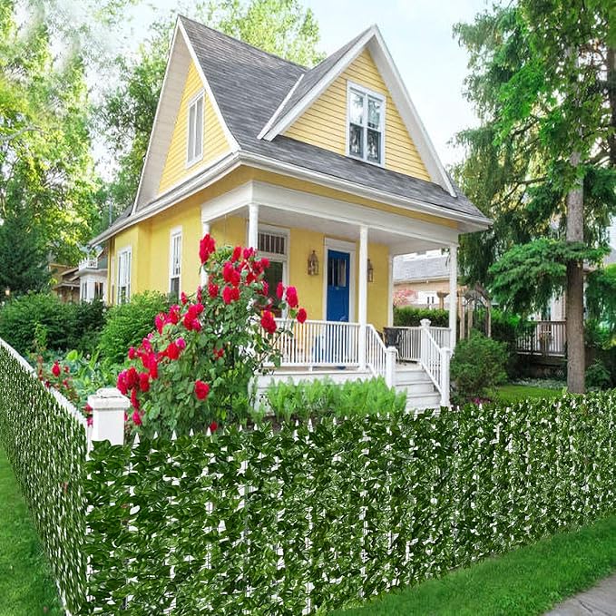 DearHouse Artificial Ivy Privacy Fence Wall Screen, 39.3x236.2inch Artificial Hedges Fence and Faux Ivy Vine Leaf Decoration for Outdoor Garden Decor