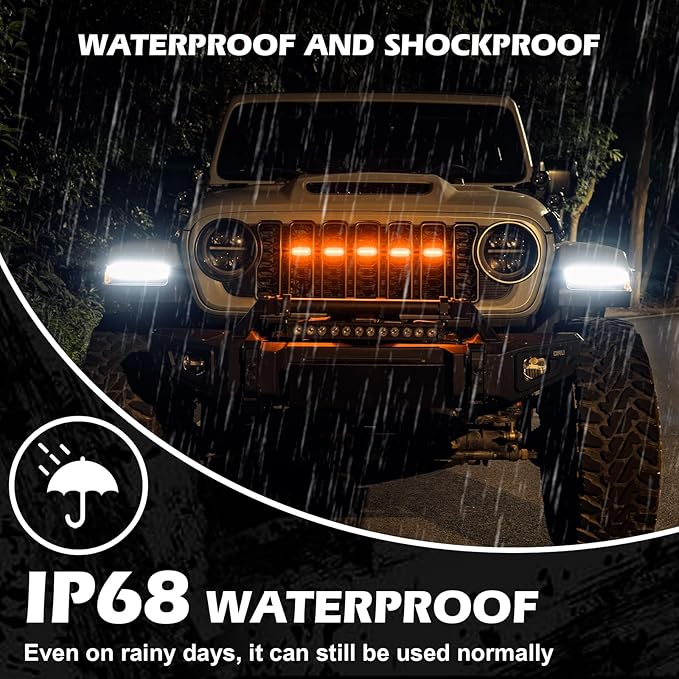 Maiker Amber LED Grille Lights Compatible with 2024-2025 Jeep Wrangler JL JLU & Gladiator JT Original Factory Grille, 5PCS Front Grille Marker Lights