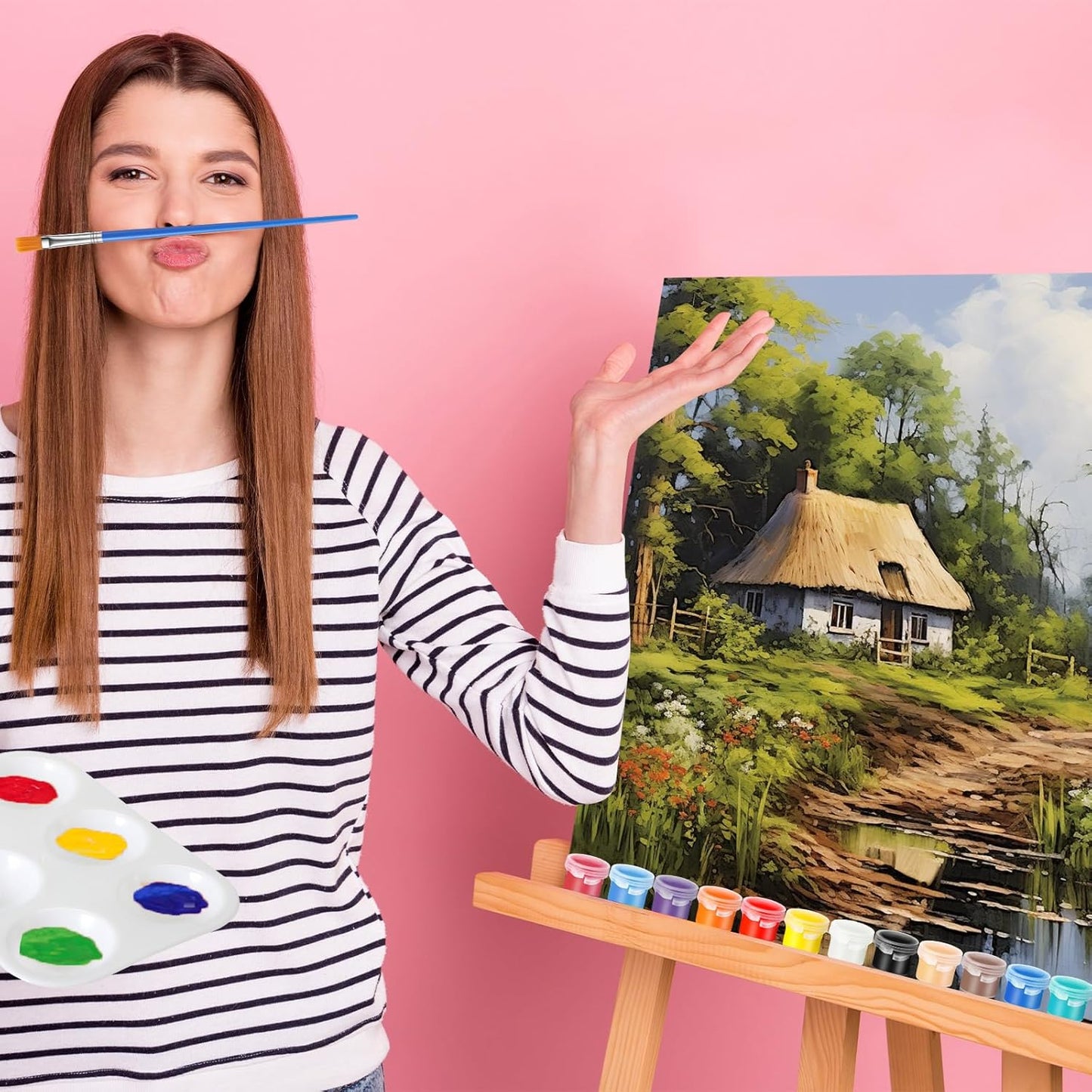 Zhanmai 12 Pack Pre Drawn Canvas for Painting Sip and Paint Kit 8" x 10" Paint Party Set Canvas Painting Pre Printed Canvases for Party Favor DIY Virtual Adult's Date Night(Natural Scenery)