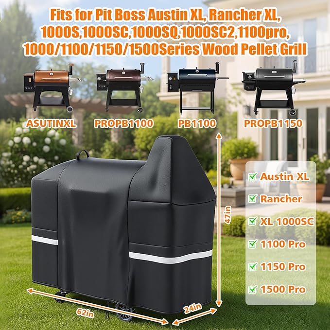 Hisencn Grill Cover for Pit Boss Austin XL, 600D Heavy Duty Pellet Smoker BBQ Cover for Pit Boss 1000 Series, 1000D3, 1000S, 1000SC, Rancher XL, 1100 Pro, 1150, Z Grill 1000 – UV & Fade Resistant