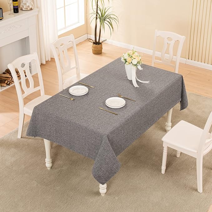 BALCONY & FALCON Square Tablecloth - Waterproof Table Cloth, Wrinkle Resistant Table Cover Linen Fabric Tablecloths for Dining Kitchen Wedding and Outdoor Decoration (Gray, 55"x55")