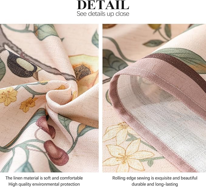 Linen Square Pink Tablecloth,Wrinkle Resistant French Vintage Tablecloth Print with Foral,Decor Table Cloth for Thanksgiving,Dining Room,Home,Kitchen 55" × 55"-Dewey A