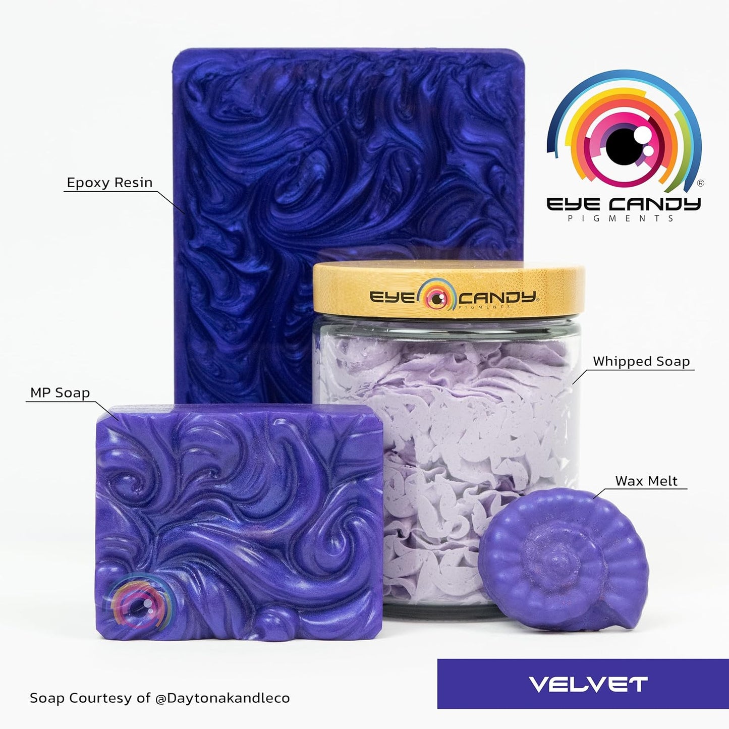 Eye Candy Pigments Premium Purple Mica Powder - Velvet (25gr) - for Epoxy, Resin, Soap, Paint, Woodworking, Acrylic Pouring, Bath Bombs, Fishing Lures - DIY Arts and Crafts Additive