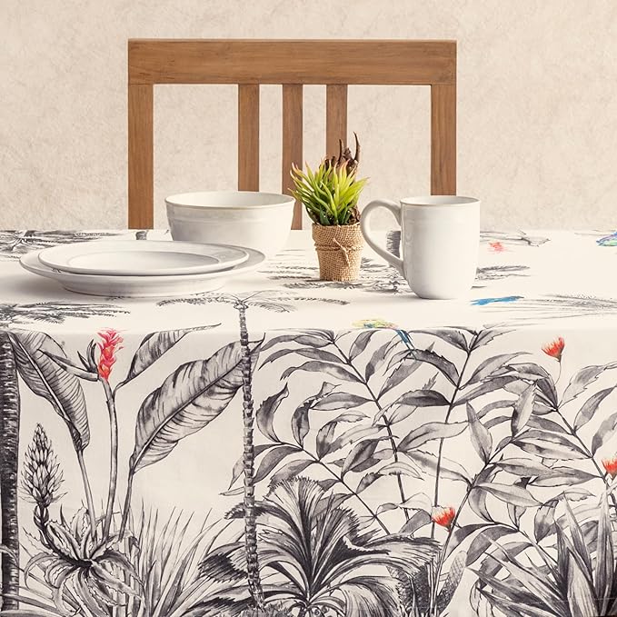Maison d' Hermine Table Cloth Rectangle Table 100% Cotton 70 x 120 Inches Fall Tablecloth Reusable Everyday Use for Thanksgiving Christmas Decorations Dining Farmhouse Party (Amazonia)