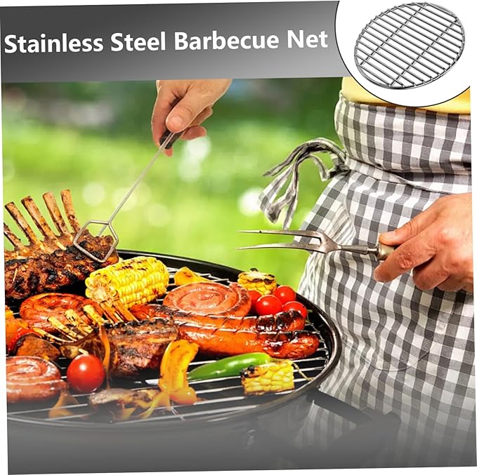 Grill Grates Replacement 13 Inch Heat-Resistant Stainless Steel Round Grill Grate, Portable Easy to Clean Baking Tray for Camping, Picnic, Garden
