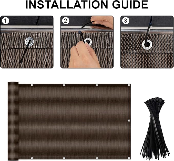 LOVE STORY 3'x6' Brown Balcony Screen Privacy Fence Cover UV Protection (HDPE) Weather-Resistant 3 FT Height Shield for Deck, Patio, Backyard, Outdoor Pool, Porch, Railing