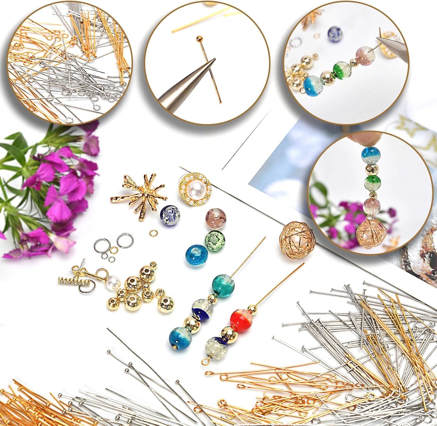 100pcs 18K Gold Filled Eye Pins Non Tarnish Craft Earring Bracelet Jewelry Making Accessories Supplies (70mm (2.75in), Gold-Eye Pin)