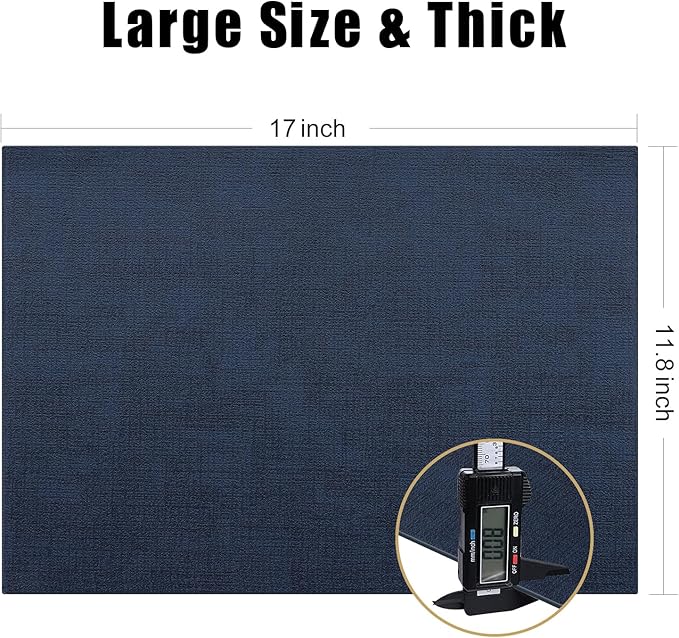 Homaxy Faux Leather Heat Resistant Placemats for Dining Table Set of 8, Waterproof Wipeable Washable PU Table Mats, Easy to Clean Anti-Slip Place Mats, 11.8" x 17", Navy Blue
