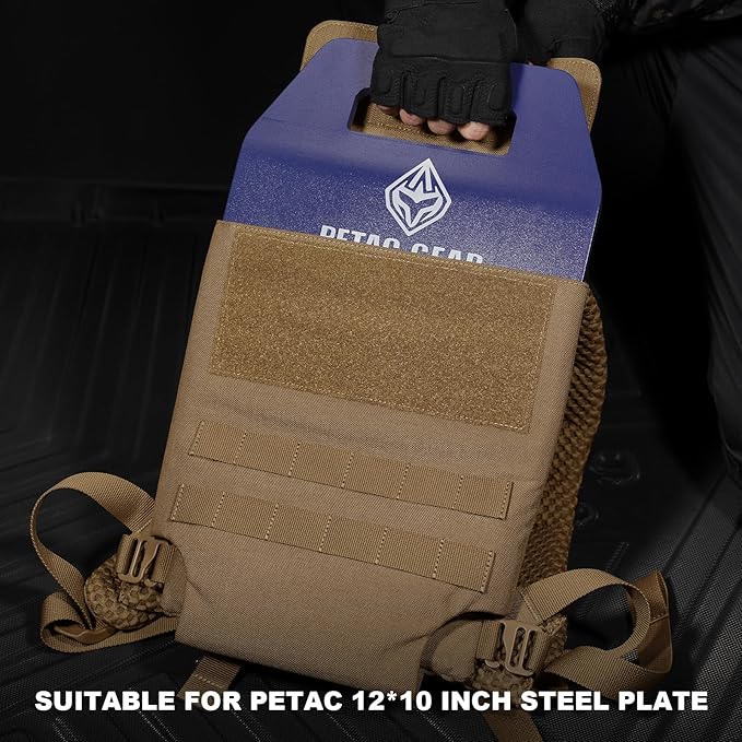 PETAC GEAR Upgraded Weighted Backpack Rucking Backpack for Weight Plates/Honeycomb Breathable fabric/Belt support/Back support platform (max 15lbs capacity)(CB)
